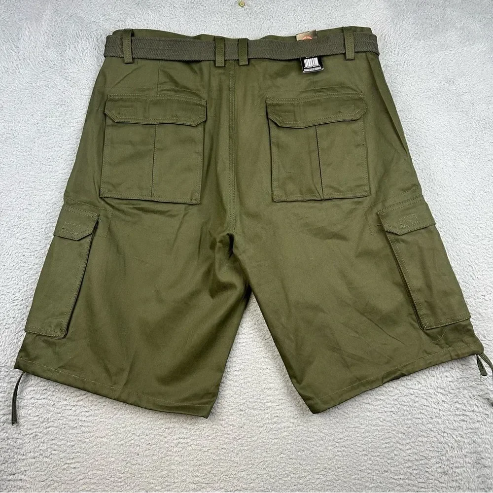 Noiz Cargo Shorts Mens 42 Green Baggy Grunge Belted KP420M 90s Casual 40x12* NEW